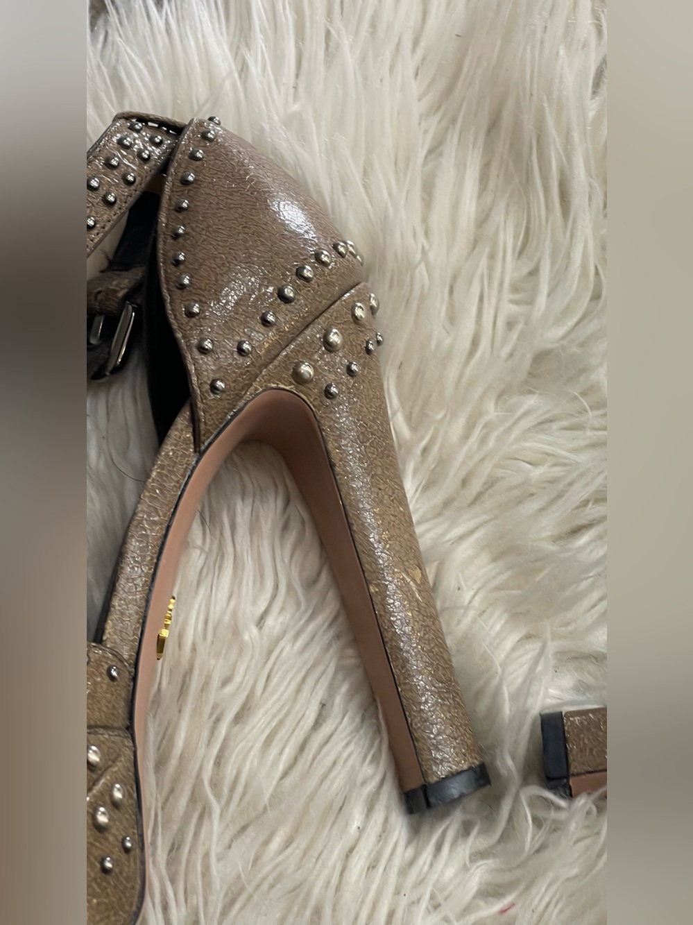 Prada  Studded Platform Peep-Toe Heels - Picture 9 of 15